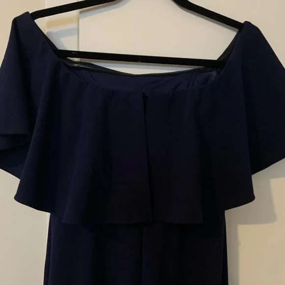 Anthropologie BHLDN Navy Blue Dara Off the Shoulder Maxi Dress - Picture 7 of 9